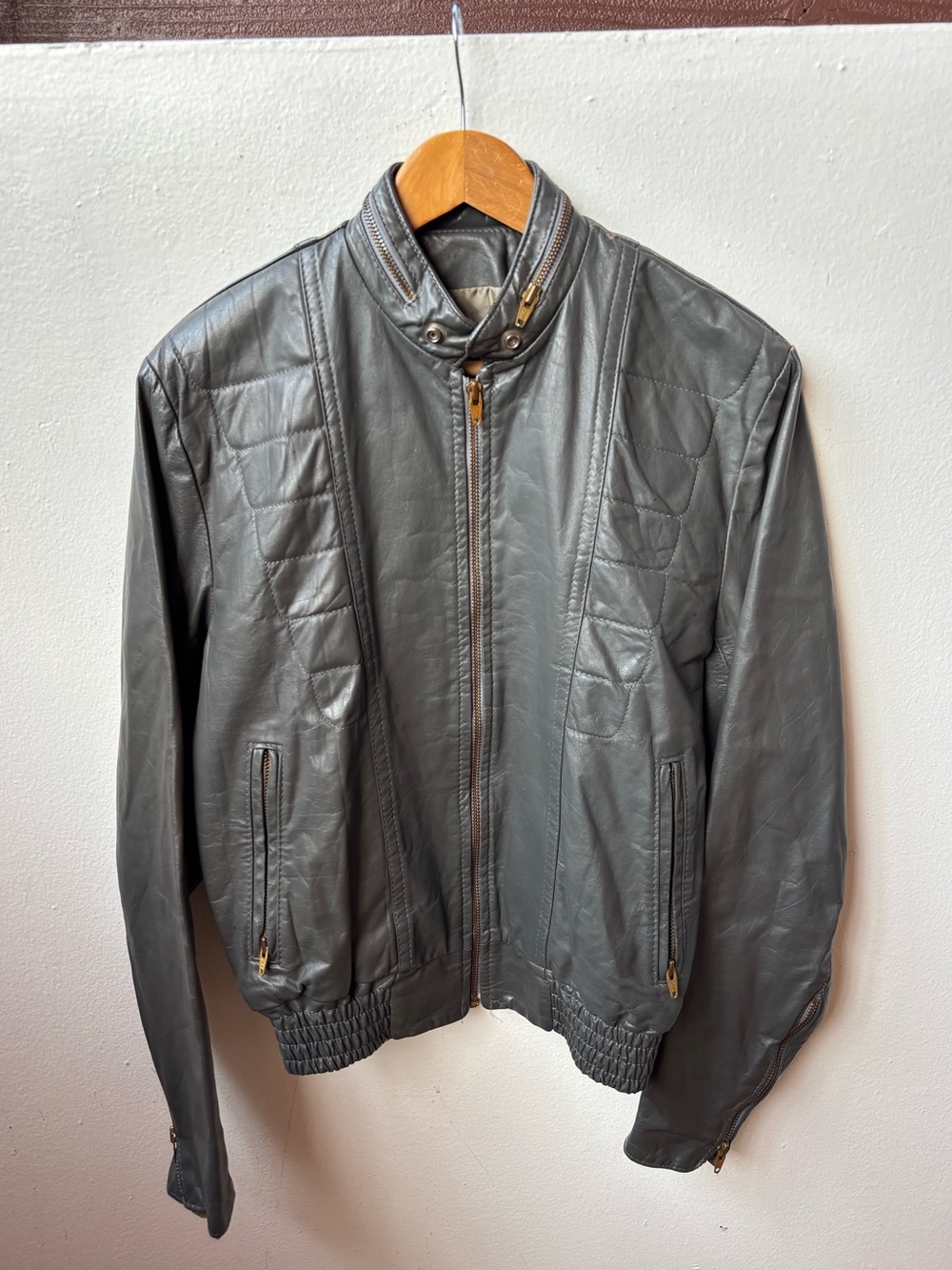 Cosa Nova Men's gray Leather Zip-Front Jacket